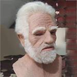 Realistic Halloween Latex Human Wrinkle Face Mask Old Man Full Head Headwear US