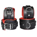 7-Piece Cowhide Leather BDSM Restraint Set with Free Hogtie Red & Black Bondage