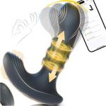 Wiggling Prostate Massager with Beaded Thrusting Ring for Deep Stimulation