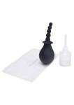 CleanScene Soft Squeeze Beaded Anal Douche Set with Flared Base (4 Piece) -Black