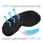 Natural Silk Sleep Mask - Organic Silk Eye Mask For Sleeping - Ultra Soft Black 