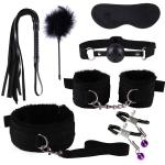 BDSM Collar Ankle Hand Cuffs Restraints Set Bed Bondage Strap Kit for Couples
