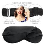 100% PURE SILK SLEEP MASK ADJUSTABLE STRAP BLACK BLINDFOLD COMFORTABLE COVER