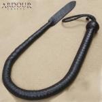 Genuine Black Leather Whip Cow Hide Leather Bull Whip 3 Feet Long 16 Plaits 