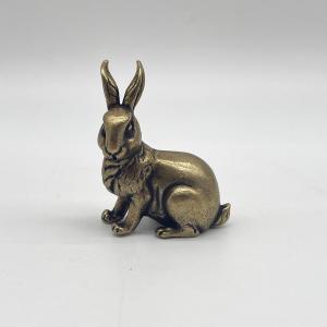 Solid Brass Rabbit Figurine – Vintage Style Lucky Bunny Ornament for Desk or She