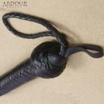 Genuine Black Leather Whip Cow Hide Leather Bull Whip 3 Feet Long 16 Plaits 