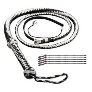 Indiana Jones Genuine Leather Black/White 6 Ft, 8 Ft, 10 Ft Bull Whip