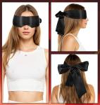 2Pcs Silk Blindfolds for Sleeping, Soft Satin Eye Mask for Sleep Comfortable Bla