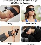 2Pcs Silk Blindfolds for Sleeping, Soft Satin Eye Mask for Sleep Comfortable Bla