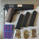 Realistic Toy Gun Colt 1911 Shell Ejecting EVA Foam Blaster Pistol 3 Clips Lot
