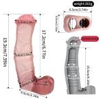 7.59" Realistic Textured Penis Sleeve - Extended Girth Reusable Couple Toys USA