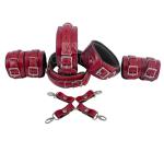 Real Cowhide Leather BDSM Restraints - Cuffs & Collar Set for Wrist, Ankle, Thig