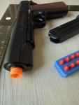 Realistic Toy Gun Colt 1911 Shell Ejecting EVA Foam Blaster Pistol 3 Clips Lot