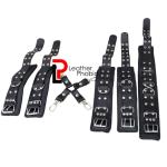 Heavy-Duty Cowhide Leather Bondage Kit  Collar, Ankle & Wrist Cuffs with Hogtie