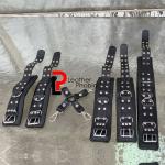 Heavy-Duty Cowhide Leather Bondage Kit  Collar, Ankle & Wrist Cuffs with Hogtie