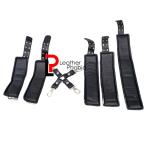 Heavy-Duty Cowhide Leather Bondage Kit  Collar, Ankle & Wrist Cuffs with Hogtie