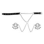 Adjustable Breast Bondage Restraint Chest Wearable SM With Neck Metal NippleClik