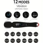 Women’s Wand Massager: 12 Modes, LED Display, USB Rechargeable & Discreet