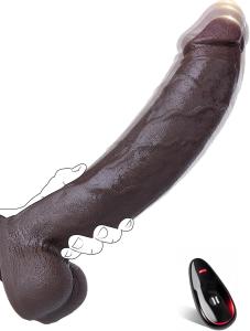 12" Big Black Thrusting Dildo Vibrator - Huge Thick BBC Heated Dildo with Strong