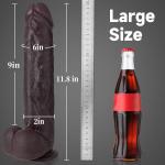 12" Big Black Thrusting Dildo Vibrator - Huge Thick BBC Heated Dildo with Strong