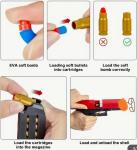 Realistic Toy Gun Colt 1911 Shell Ejecting EVA Foam Blaster Pistol 3 Clips Lot