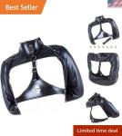 Luxury Black Leather BDSM Restraint Kit: 7-Piece Exposed Nipples & Arm Sleeves
