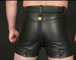MEN'S LEATHER RESTRAINTS CHASTITY SHORTS+ PADLOCKS BLUF/BONDAGESHORTS USA STOCK