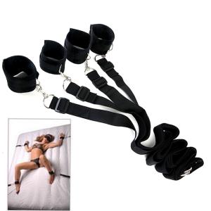 Cozy Feel Bed Restraint Harness Set Bondage Strap Handcuffs Ankle Kit BDSM