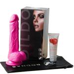 Realistic Massage Suction Cup Pink Soft Dildo8” for Woman with Free Lube