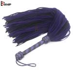 Real Cowhide Suede Leather Flogger 50 Falls Purple Black Heavy Thuddy whip