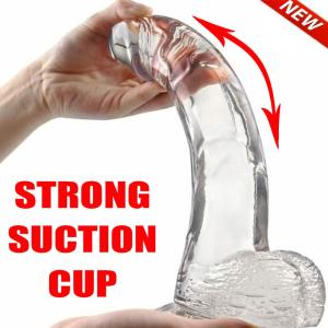 Dildo 8" Lifelike Big Real Dong Suction Cup Waterproof Women Toys Use Lubricant