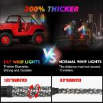 2PCS 2FT Fat LED Whip APP Antenas Whip Light For Can-Am Maverick X3 Max 1000R