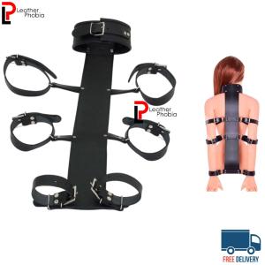 Real Leather Cowhide BDSM Restraint Set | Wrist Neck Arm & Elbow Cuffs