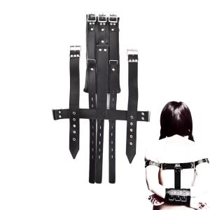 Genuine Cowhide Leather Wrist Cuffs Set Black BDSM Padded Restraint Bondage Gear