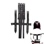 Genuine Cowhide Leather Wrist Cuffs Set Black BDSM Padded Restraint Bondage Gear