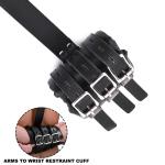 Genuine Cowhide Leather Wrist Cuffs Set Black BDSM Padded Restraint Bondage Gear