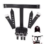 Genuine Cowhide Leather Wrist Cuffs Set Black BDSM Padded Restraint Bondage Gear