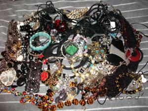 Vintage to Now-Mystery Jewelry Bags-All Wearable!-Black, Silver & Gold Tone