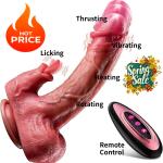 Licking Vibrator Thrusting Rotating Heating Dildo For-Women Waterproof Lubricant