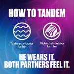 Tandem Couples Vibrating Ring, Personal Massager, 1 Count, Violet