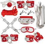 Premium BDSM Bondage Kit Adult Restraints Set Soft PU Leather Cosplay Red White