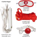 Premium BDSM Bondage Kit Adult Restraints Set Soft PU Leather Cosplay Red White