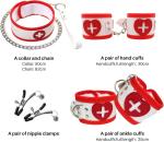 Premium BDSM Bondage Kit Adult Restraints Set Soft PU Leather Cosplay Red White