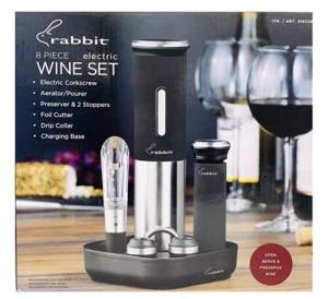Rabbit 8 Piece Electric Wine Set - Silver/Black (Open Box)