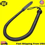 Genuine Cowhide Leather Black Color Bull Whip, Bullwhip Tail Whip Impact Whip