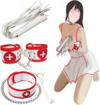 Premium BDSM Bondage Kit Adult Restraints Set Soft PU Leather Cosplay Red White