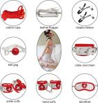 Premium BDSM Bondage Kit Adult Restraints Set Soft PU Leather Cosplay Red White