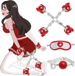 Premium BDSM Bondage Kit Adult Restraints Set Soft PU Leather Cosplay Red White
