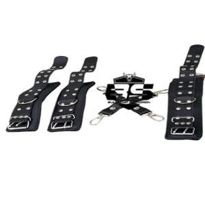 Genuine Cowhide Leather BDSM Restraint Set Includes Collar, Wrist & Ankle Cuff