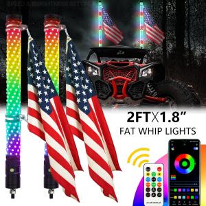 2X 2ft Fat Spiral LED Whip Light Antenna for ATV UTV RZR Polaris Off Road Buggy